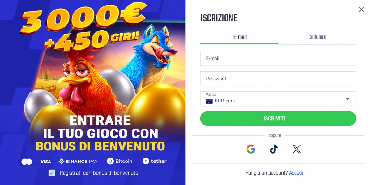 Winnita Casino iscrizione account e bonus di benvenuto 3000 €